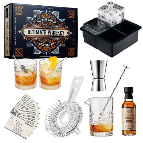 Whiskey Cocktail Making Kit - Rocks Drinking Glass Set – Babylon Mercantile